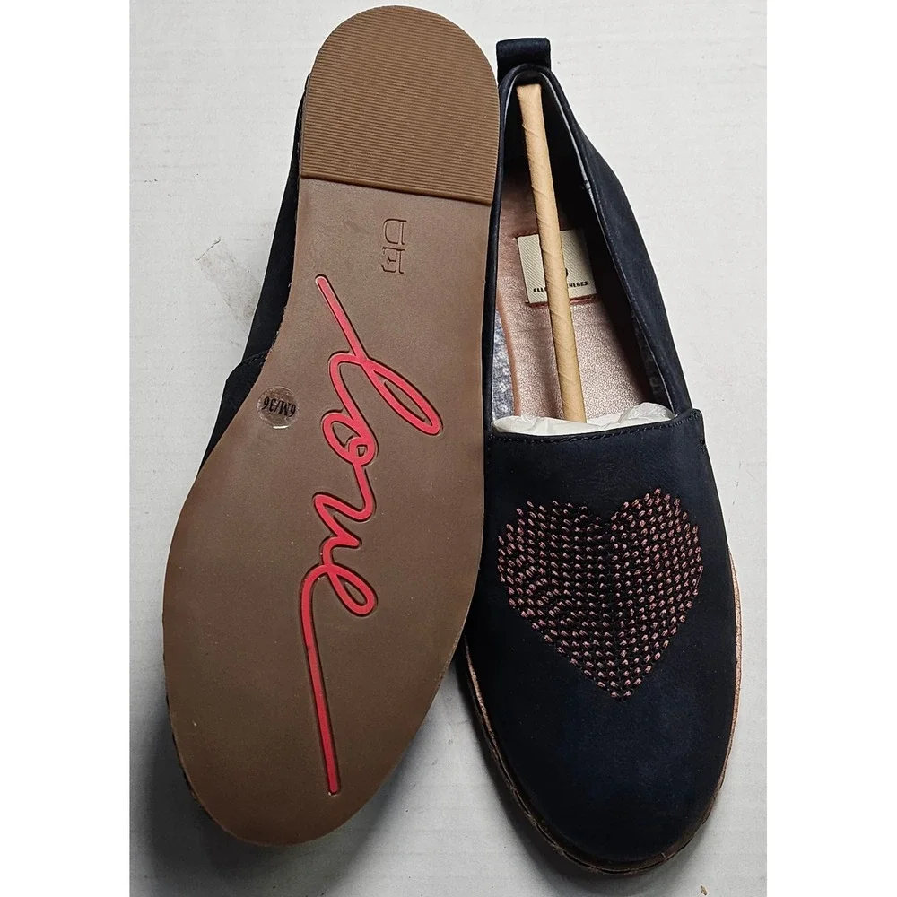 ED by Ellen DeGeneres Nalita Lagoon‎ Nubuck Heart Flats Shoes 6M ED-NALITA